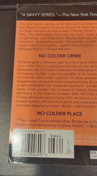 No colder Place by S.J. Rozan, Autographed Paperback - Picture 2 of 9